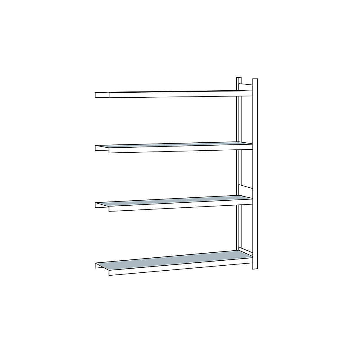 Scaffale a ripiani lunghi con piano in acciaio, altezza 2500 mm – SCHULTE