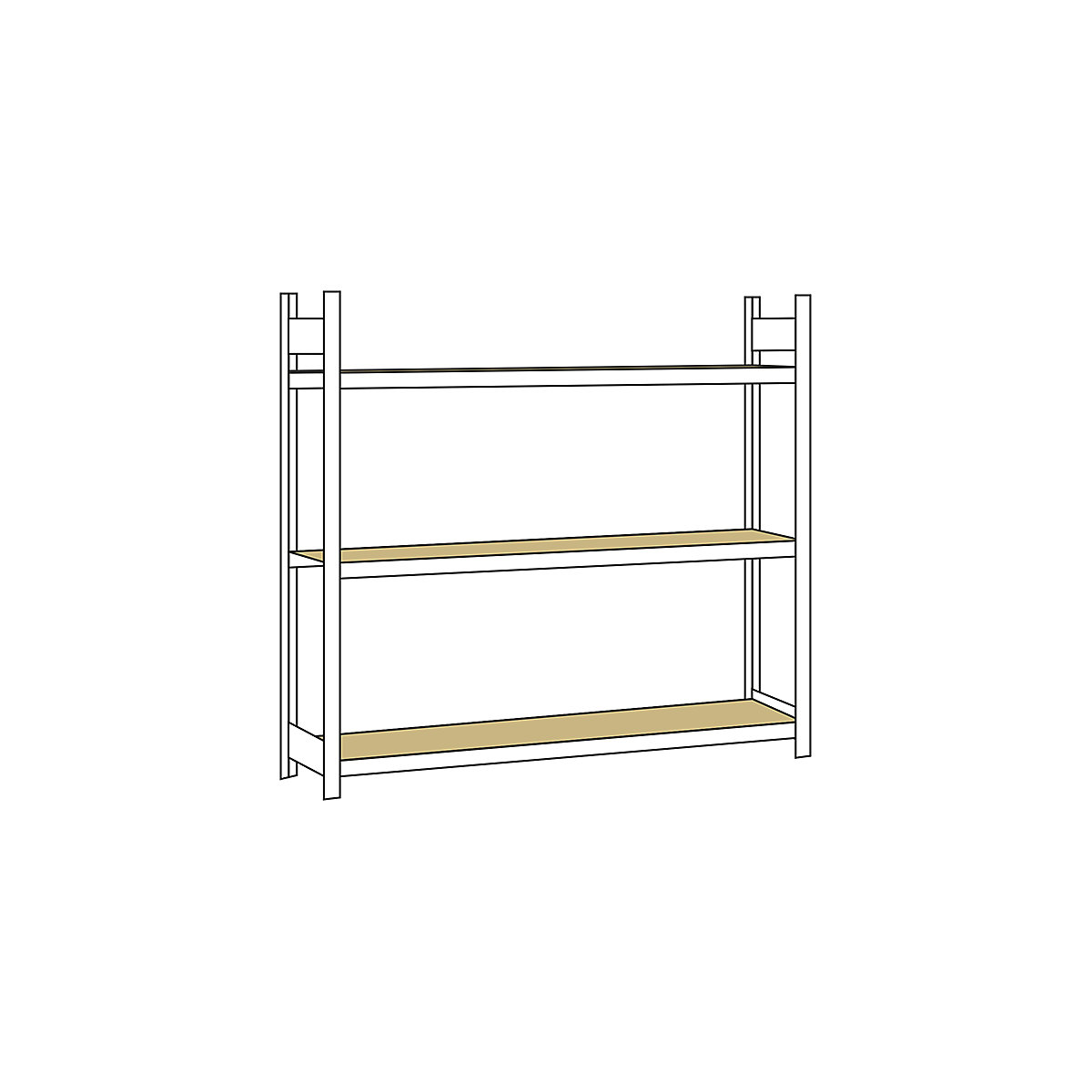 Scaffale a ripiani lunghi con piano in truciolato, altezza 2000 mm – SCHULTE