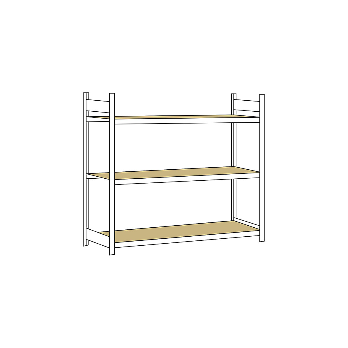 Scaffale a ripiani lunghi con piano in truciolato, altezza 2000 mm – SCHULTE