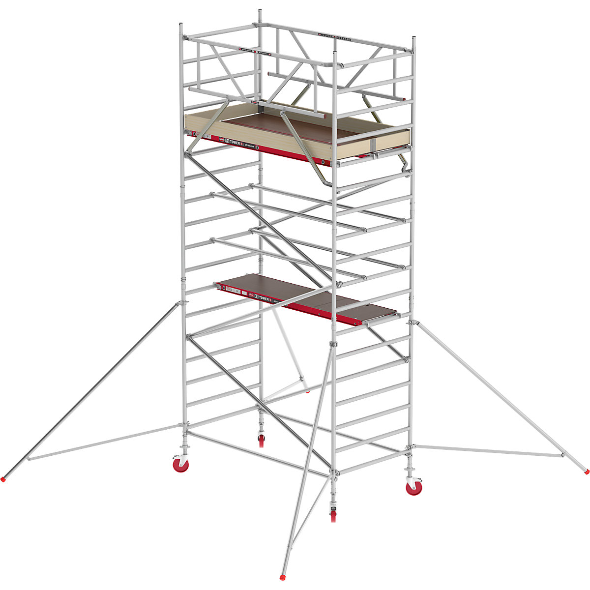 Trabattello mobile RS TOWER 42 largo – Altrex, piattaforma in legno, lunghezza 2,45 m, altezza di lavoro 6,20 m-3