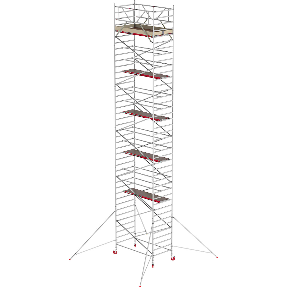 Trabattello mobile RS TOWER 42 largo – Altrex, piattaforma in legno, lunghezza 2,45 m, altezza di lavoro 13,20 m-2