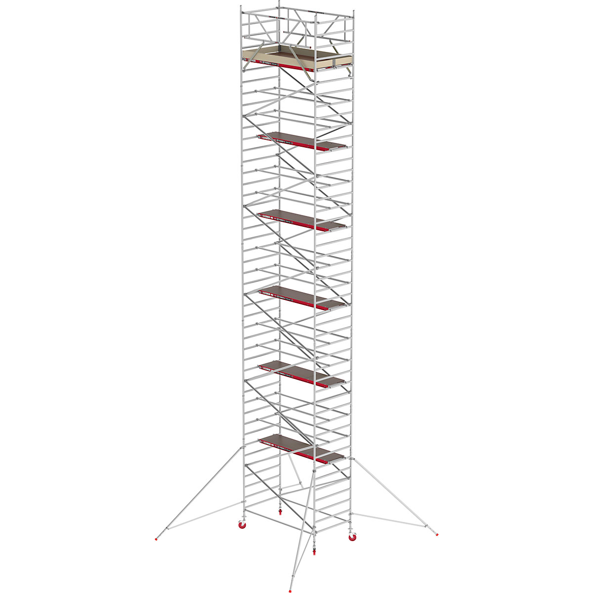 Trabattello mobile RS TOWER 42 largo – Altrex, piattaforma in legno, lunghezza 2,45 m, altezza di lavoro 14,20 m-10
