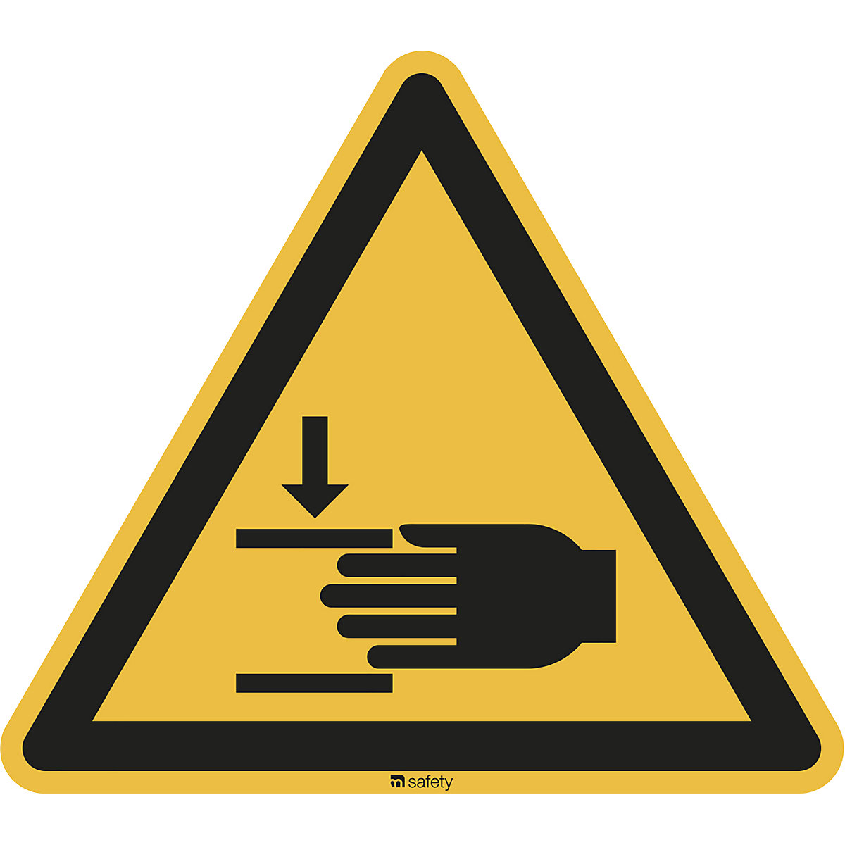 Señal de advertencia de peligro, advertencia de lesiones en las manos, UE 10 unid., aluminio, longitud de brazos de 100 mm
