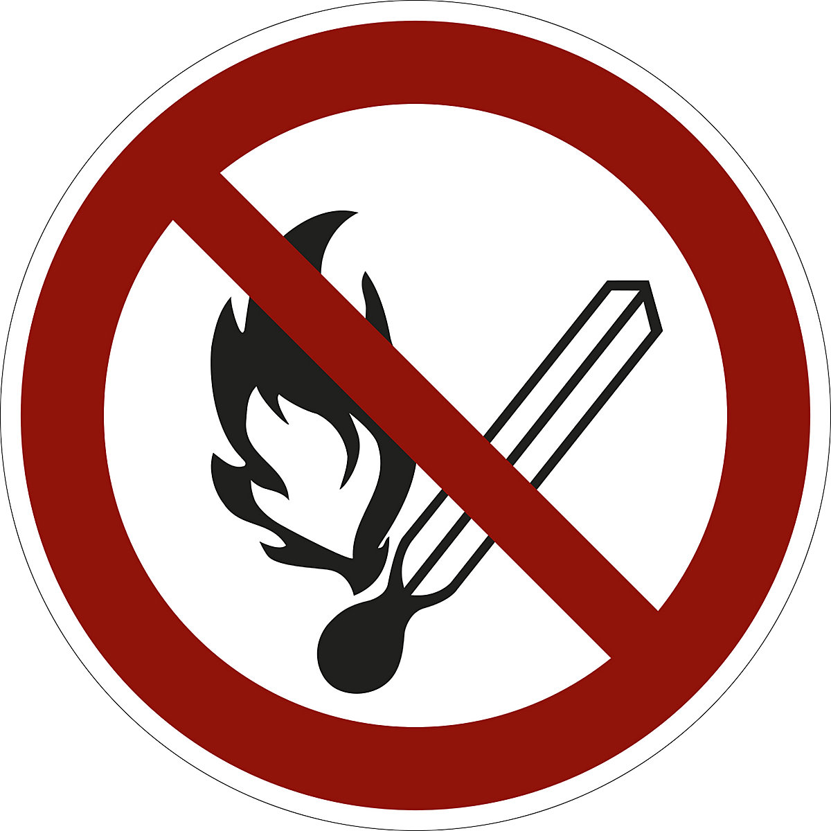 Señal de prohibición, prohibido prender fuego, fumar o la presencia de llamas, UE 10 unid., aluminio, Ø 100 mm