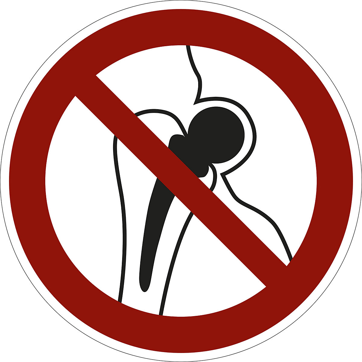 Señal de prohibición, prohibido para personas con implantes metálicos, UE 10 unid., lámina, Ø 100 mm