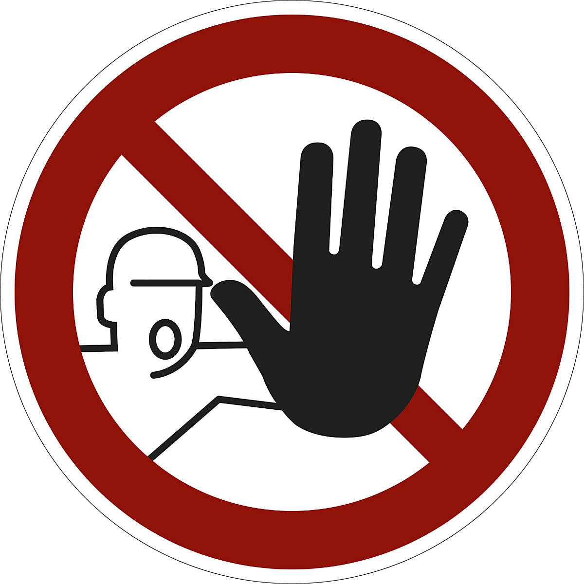 Señal de prohibición, prohibido el acceso a personas no autorizadas, UE 10 unid., plástico, Ø 100 mm-3