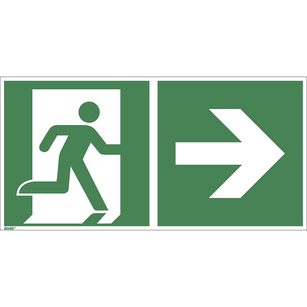 Salidas de emergencia, a la derecha, UE 10 unid., aluminio, 300 x 150 mm
