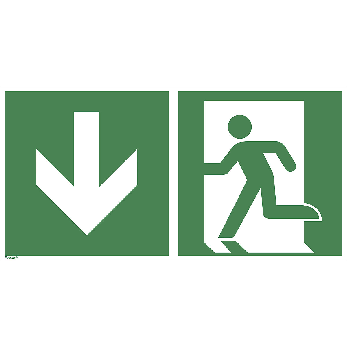 Salidas de emergencia, abajo, UE 10 unid., plástico, 300 x 150 mm