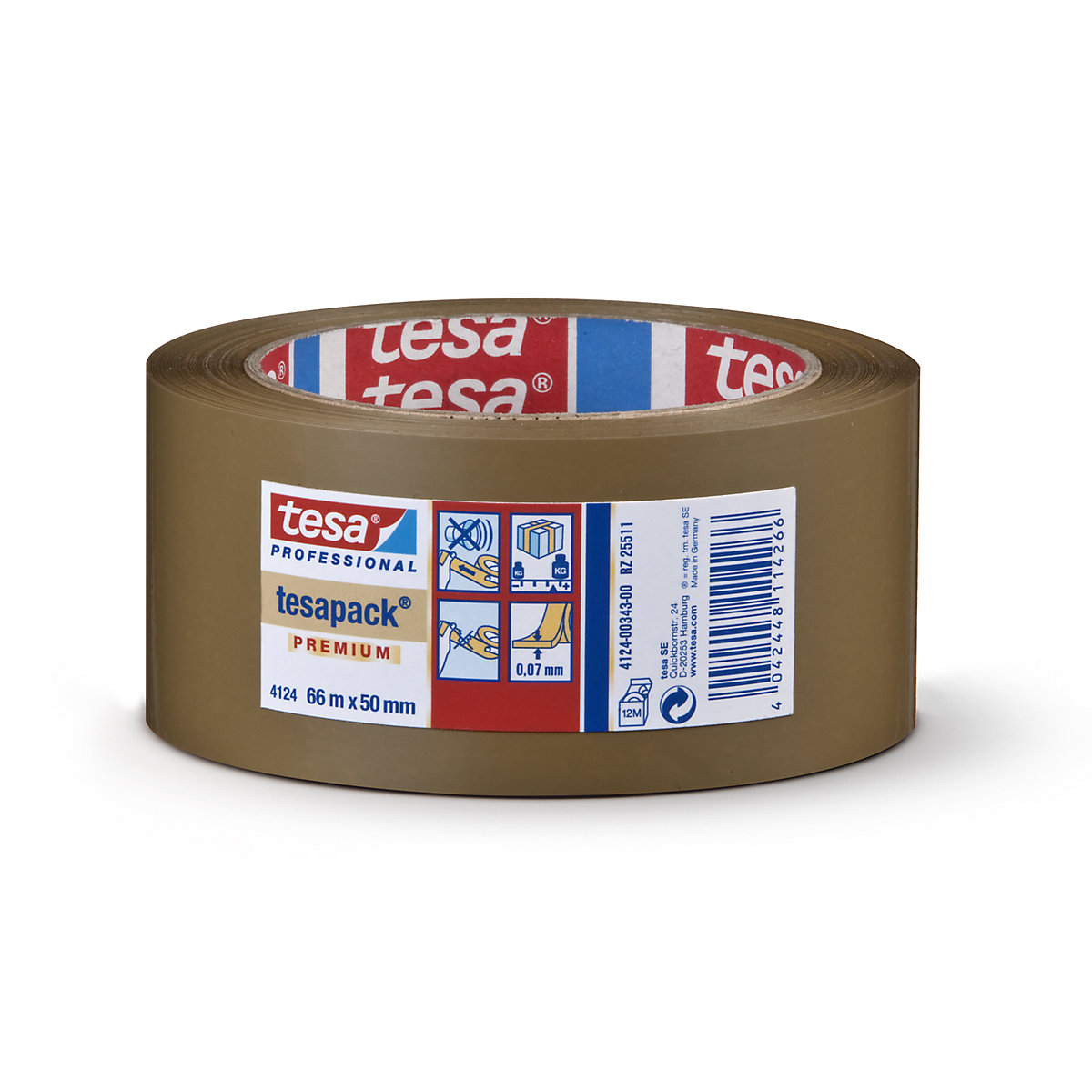 PVC packing tape – tesa, tesapack® 4124 premium, pack of 6 rolls, brown, tape width 50 mm, 18+ packs-2