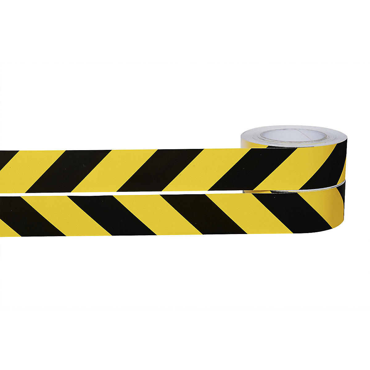 Hazard warning tape, self adhesive, retroreflective, pack of 2 rolls, black-yellow-3