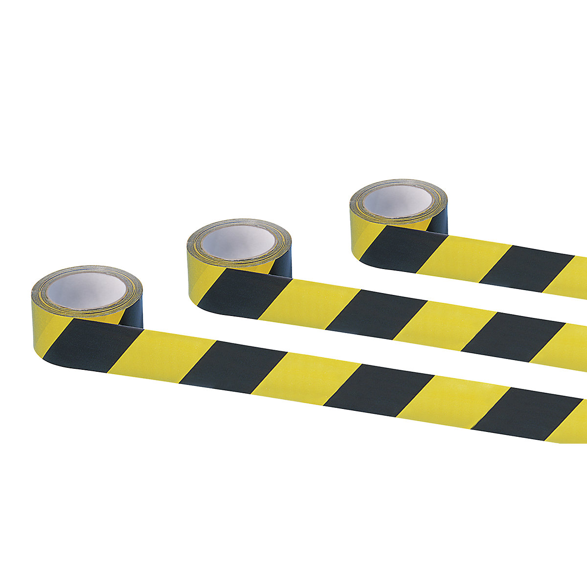 Self-adhesive warning and marking tape, black / yellow, pack of 3 rolls-2