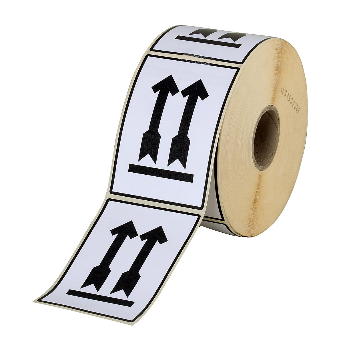 Warning labels, self-adhesive, pack of 1000 on a roll, printed with arrow-6