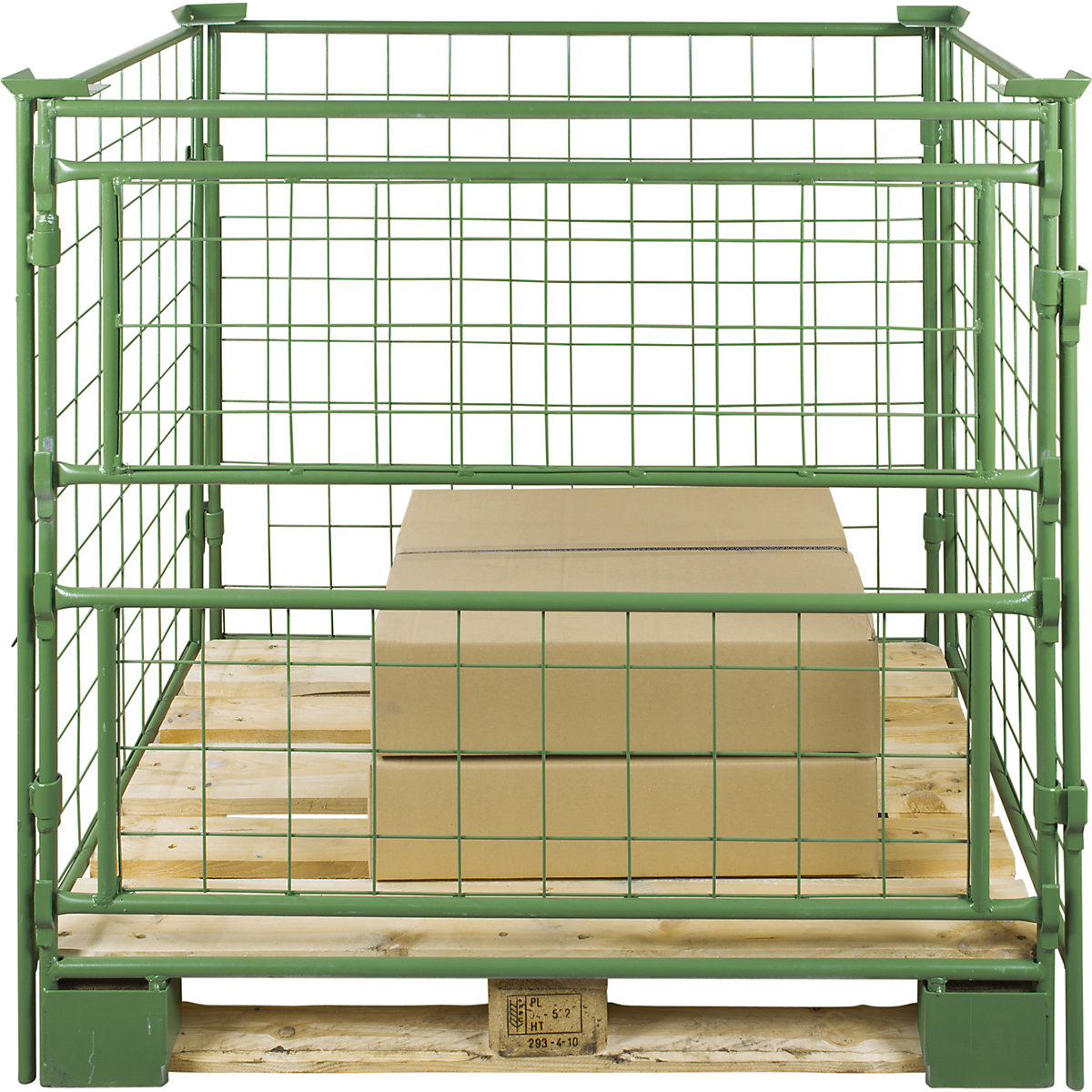 Pallet frame, effective height 1000 mm, for attaching, WxL 800 x 1200 mm, 1 long side with 2 parts, removable