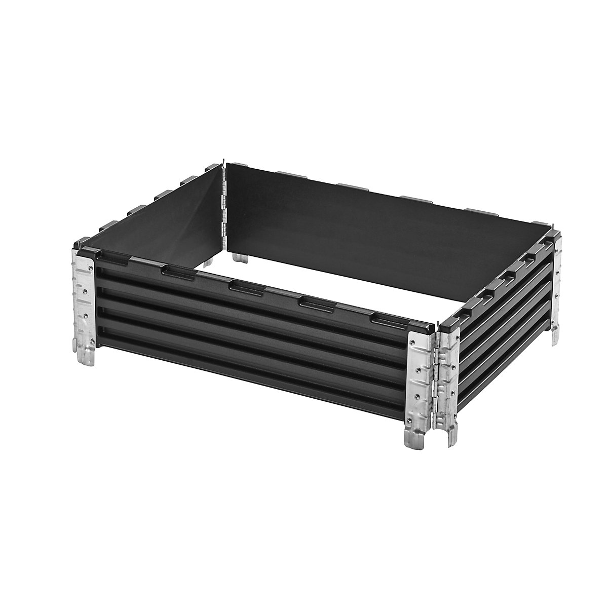 Plastic pallet collar, pack of 2, for 600 x 400 mm pallet, diagonally folding, with 4 hinges, 10+ packs