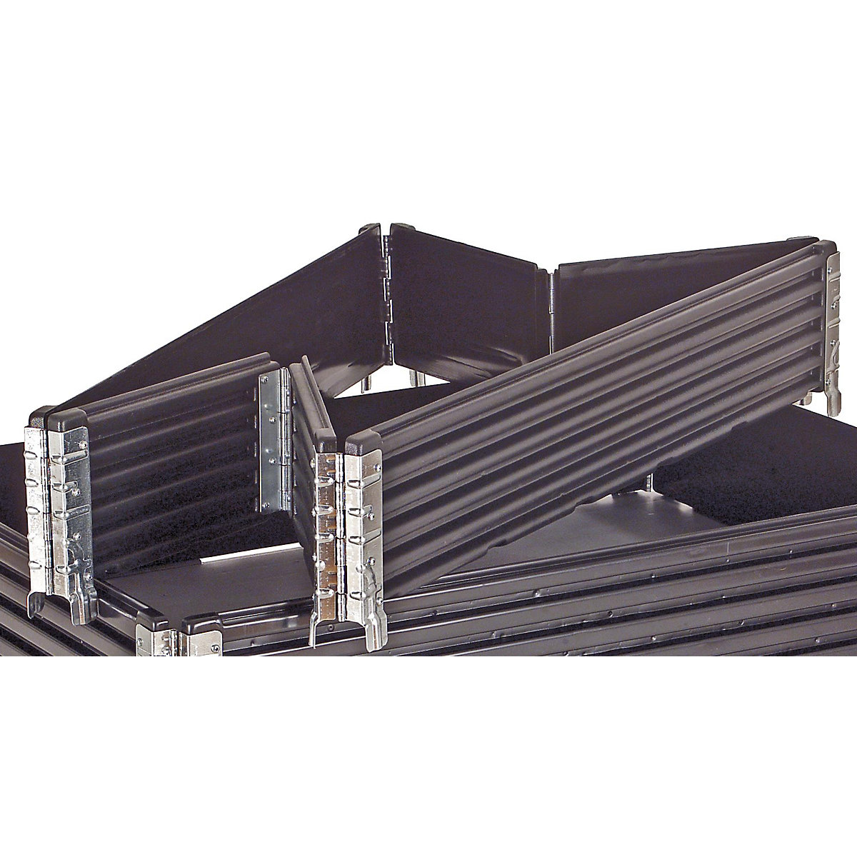 Plastic pallet collar, pack of 2, for 1200 x 800 mm Euro pallet, folding, with 6 hinges, 5+ packs