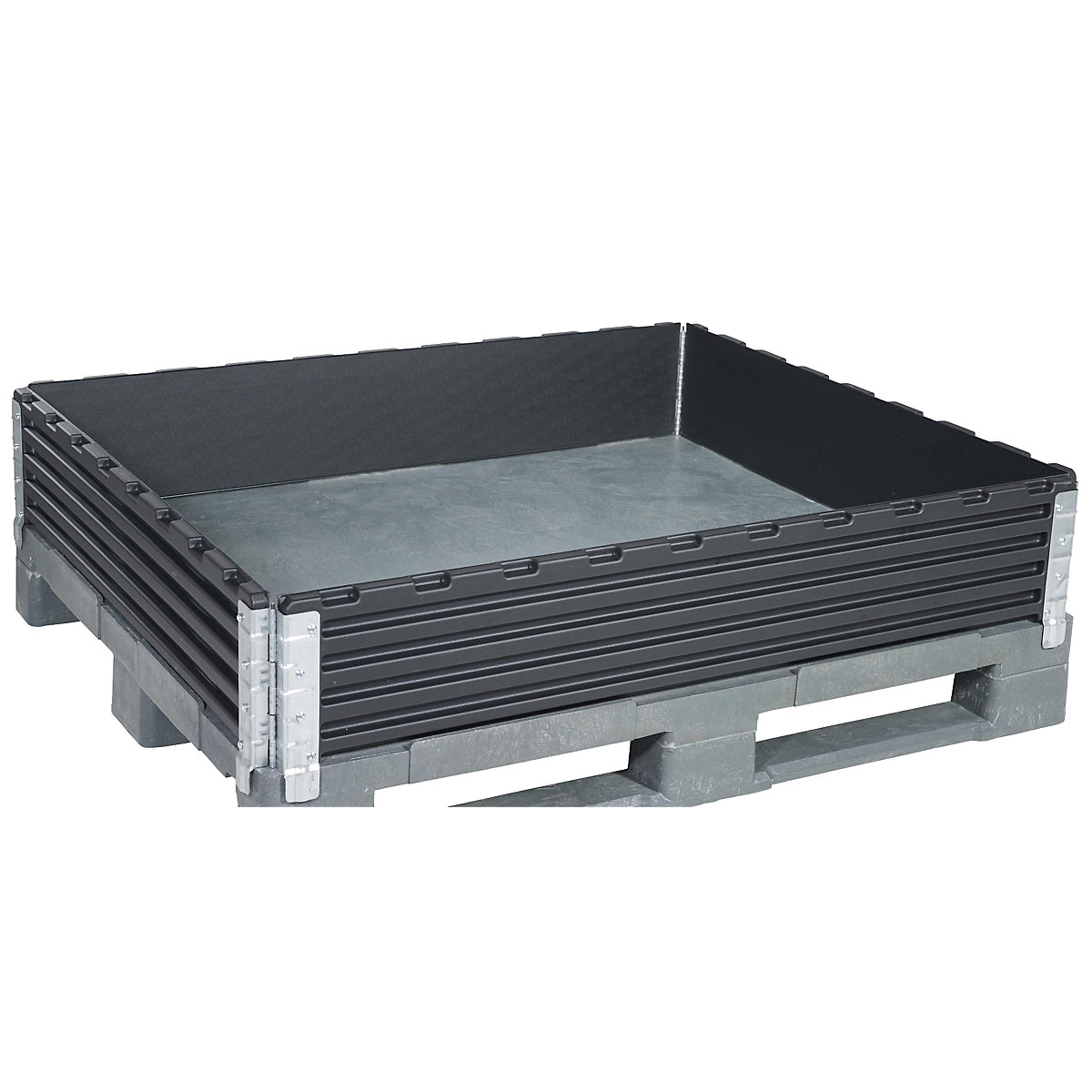 Plastic pallet collar, pack of 2, for 1200 x 1000 mm industrial pallet, diagonally folding, with 4 hinges, 10+ packs