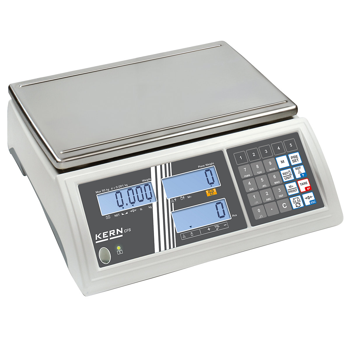Counting scales – KERN, high resolution, weighing range up to 50 kg, read-out accuracy 1 g, weighing plate 370 x 240 mm-3