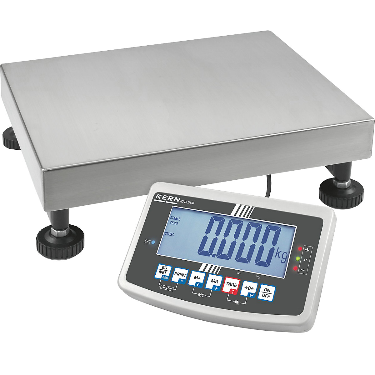 Industrial scales – KERN, dual range scales, can be calibrated, weighing range up to 30 kg, read-out accuracy 5 / 10 g, weighing plate 400 x 300 mm-2