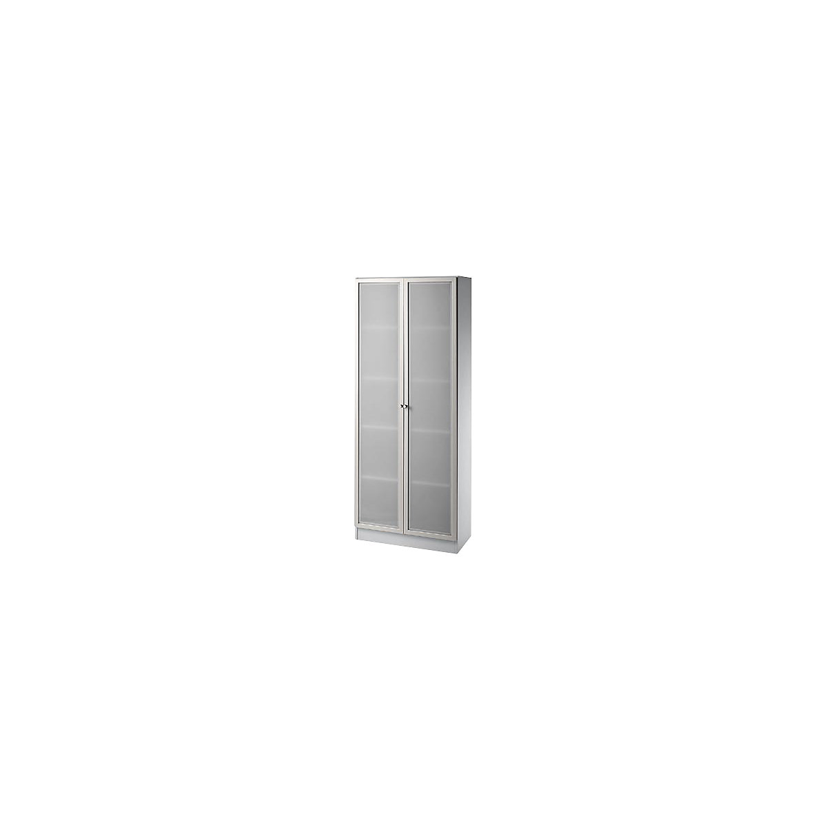 Szafa ze szklanymi drzwiami FINO, 4 półki, szer. x gł. 800 x 420 mm, jasnoszary