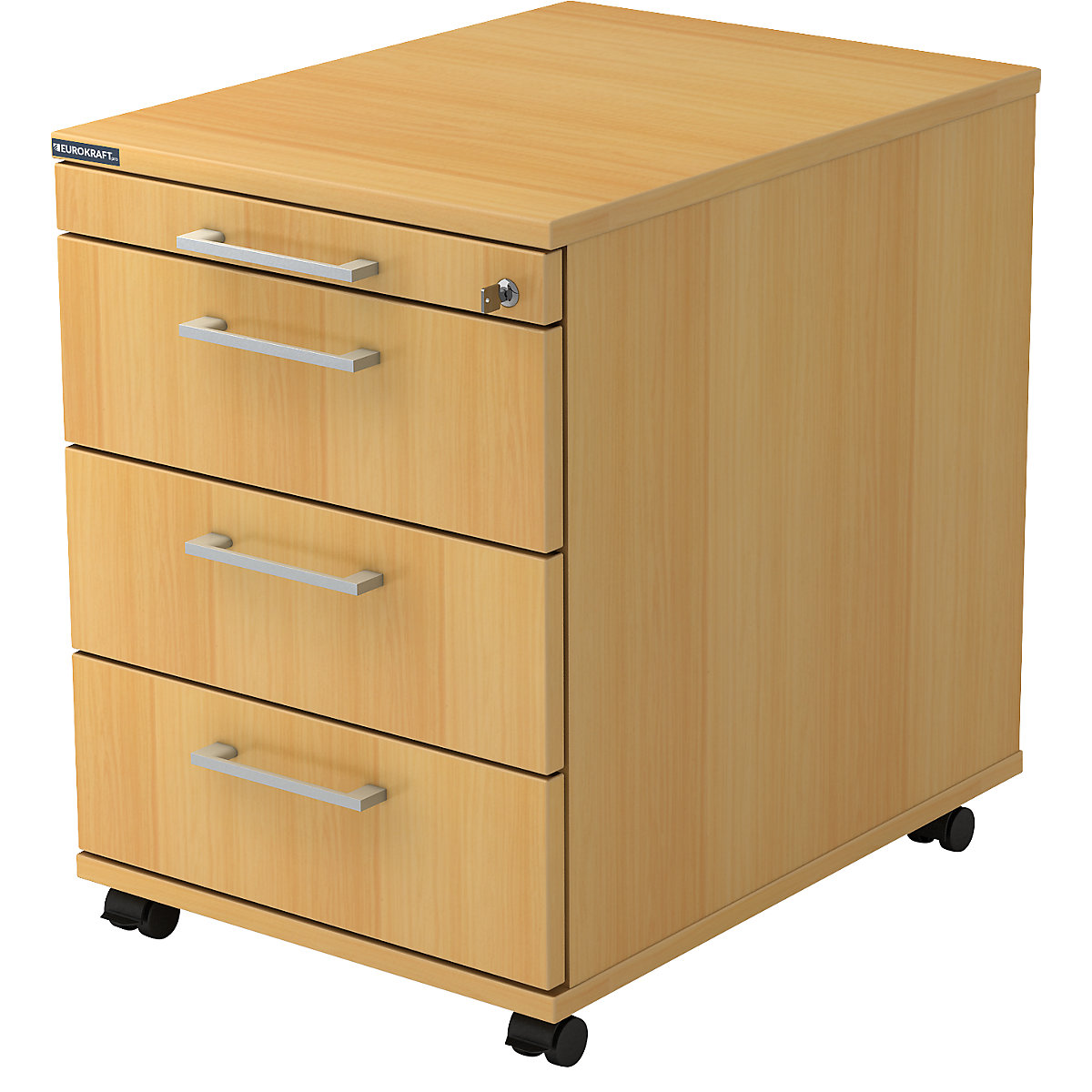 Kontener na kółkach – eurokraft pro, 1 szuflada na przybory, 3 szuflady na dokumenty, głęb. 580 mm, imitacja drewna bukowego-12