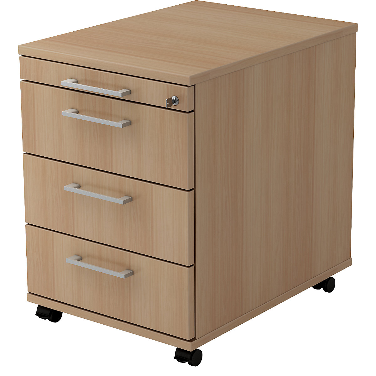 Kontener na kółkach – eurokraft pro, 1 szuflada na przybory, 3 szuflady na dokumenty, głęb. 580 mm, imitacja drewna orzechowego-13