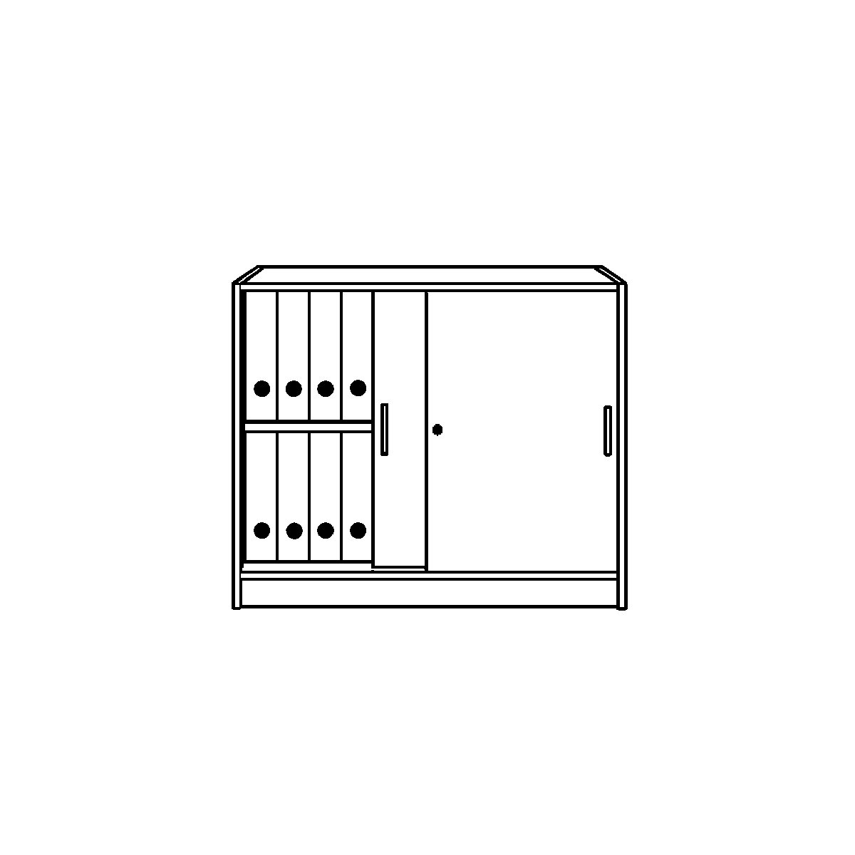 Armario de puertas correderas THEA: 1 balda, 2 pisos de archivadores