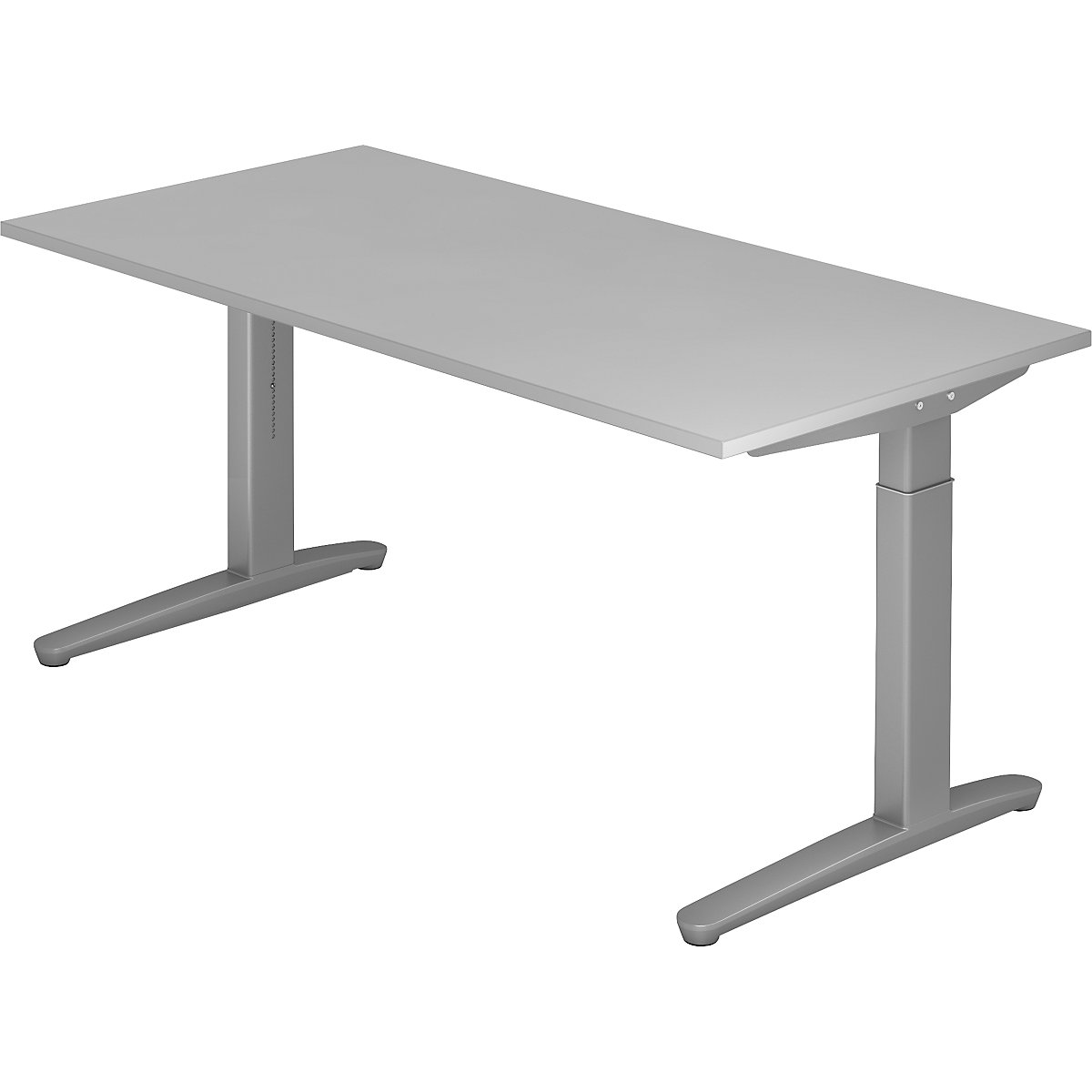 Pisalna miza s podnožjem v obliki črke C ANNY – eurokraft pro, nastavitev višine na 650 – 850 mm, širina 1600 mm, svetlo siva-6