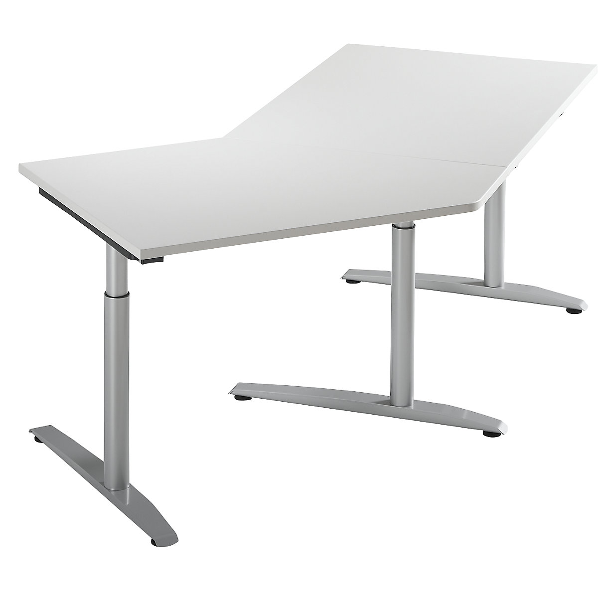 Priključna miza, nastavitev višine na 650 – 850 mm HANNA, 45°, levi priključek, svetlo siva-6