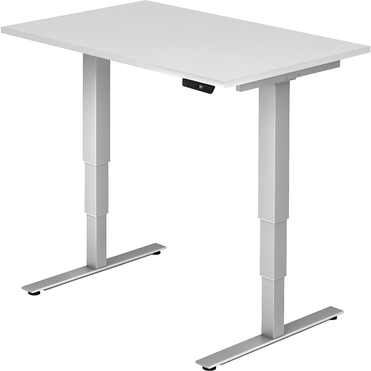UPLINER-2.0 Pisalna miza za stoječe delo, električna nastavitev višine, ogrodje z nogami v obliki črke T, širina 1200 mm, bela