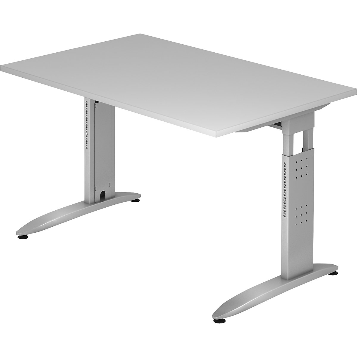 EUROKRAFTpro – NICOLA Pisaći stol, konstrukcija podnožja u obliku slova C, mogućnost namještanja po visini, VxŠxD 720 x 1200 x 800 mm, u svijetlosivoj boji