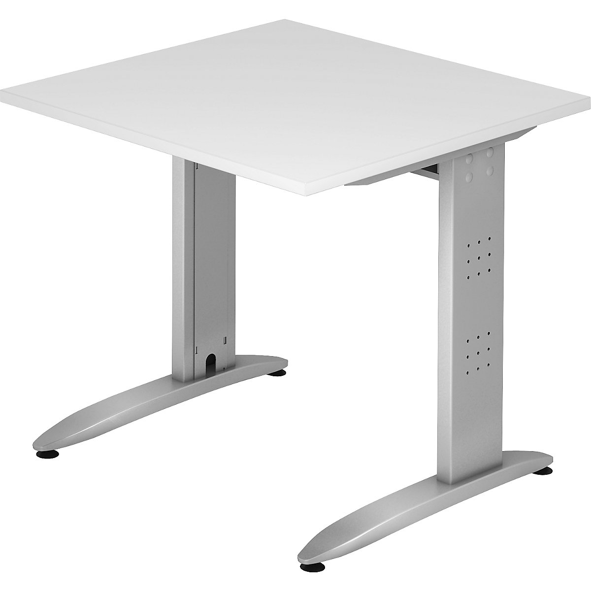 Pisaći stol NICOLA – eurokraft pro, konstrukcija podnožja u obliku slova C, fiksna visina, VxŠxD 720 x 800 x 800 mm, u bijeloj boji-8