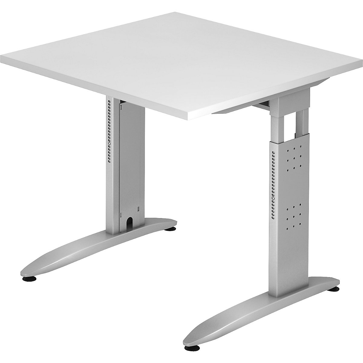 EUROKRAFTpro – NICOLA Pisaći stol, konstrukcija podnožja u obliku slova C, mogućnost namještanja po visini, VxŠxD 720 x 800 x 800 mm, u bijeloj boji