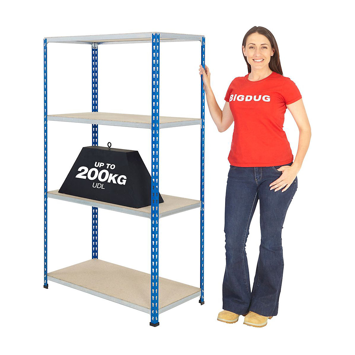 BiG200 Blue & Galvanised 1600mm High Shelving