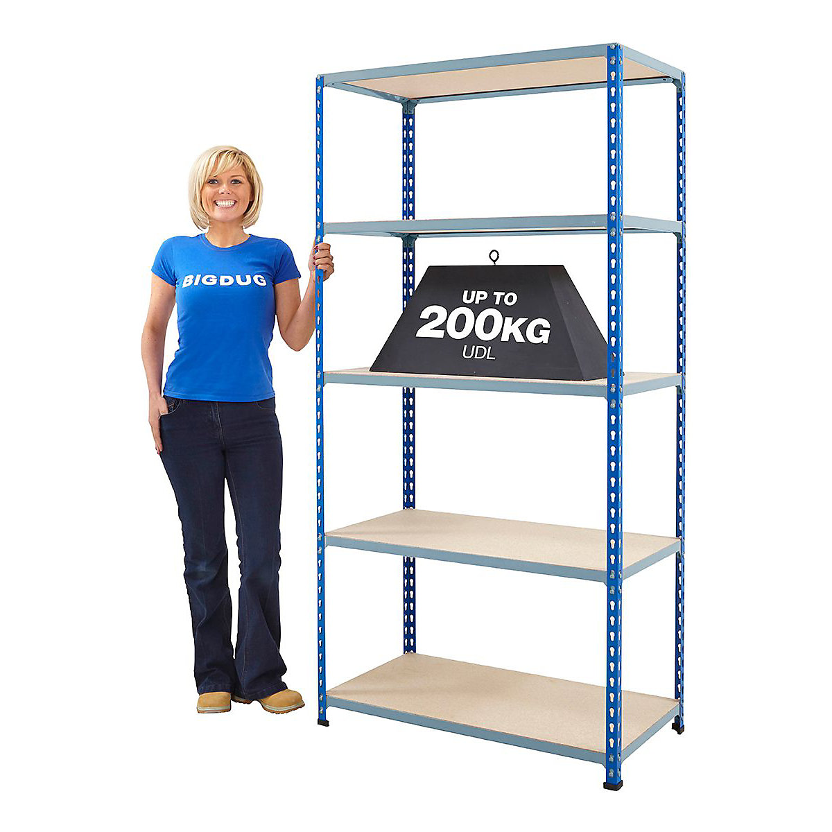 BiG200 Blue & Galvanised 1830mm High Shelving
