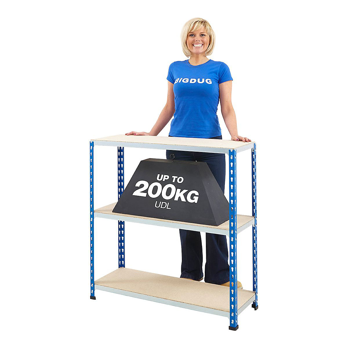 BiG200 Blue & Galvanised 915mm High Shelving