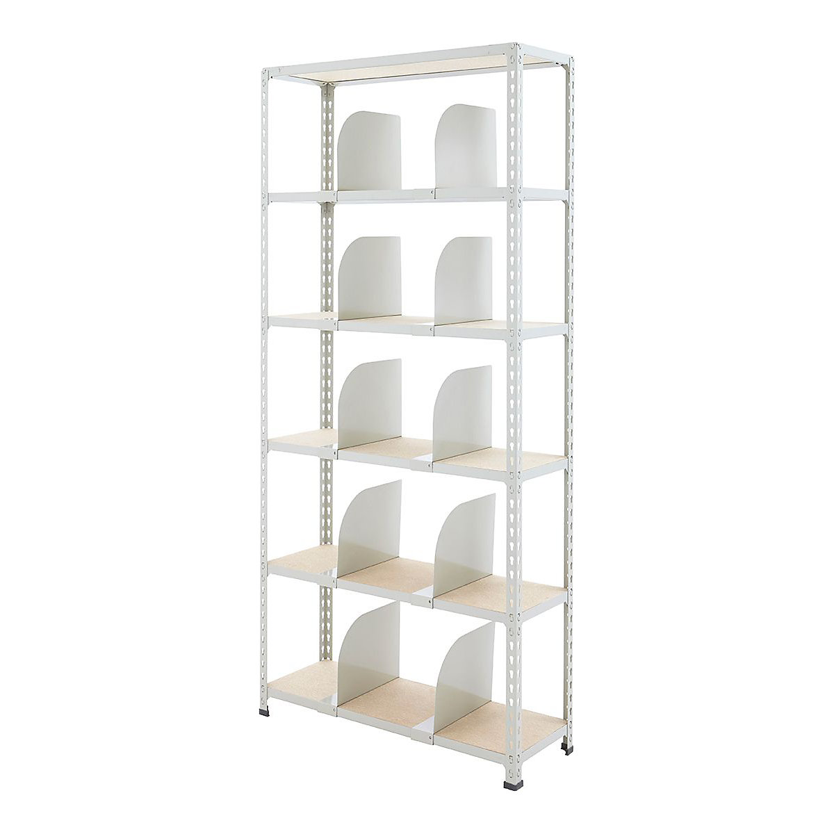 BiG340 1980mm High Shelving With Chipboard Shelves & 10 Dividers, BiG340 1980mm High Shelving With Chipboard Shelves & 10 Dividers, BiG340 Shelving 1980h x 915w x 305d mm 6 Levels & 10 Dividers 340kg UDL Grey-4