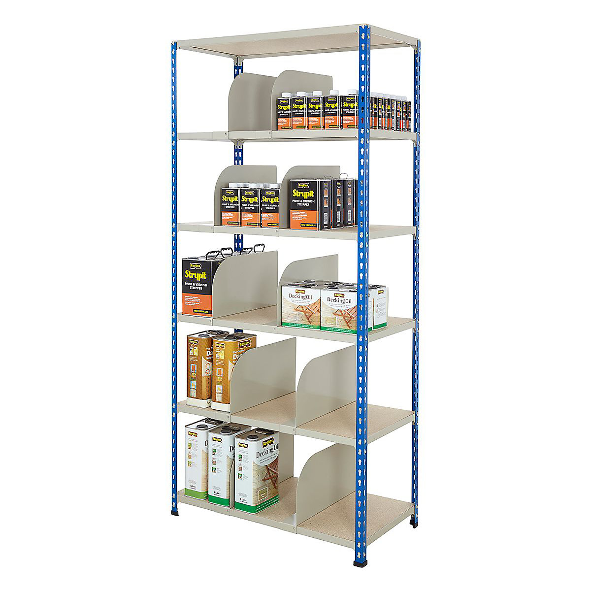 BiG340 1980mm High Shelving With Chipboard Shelves & 10 Dividers