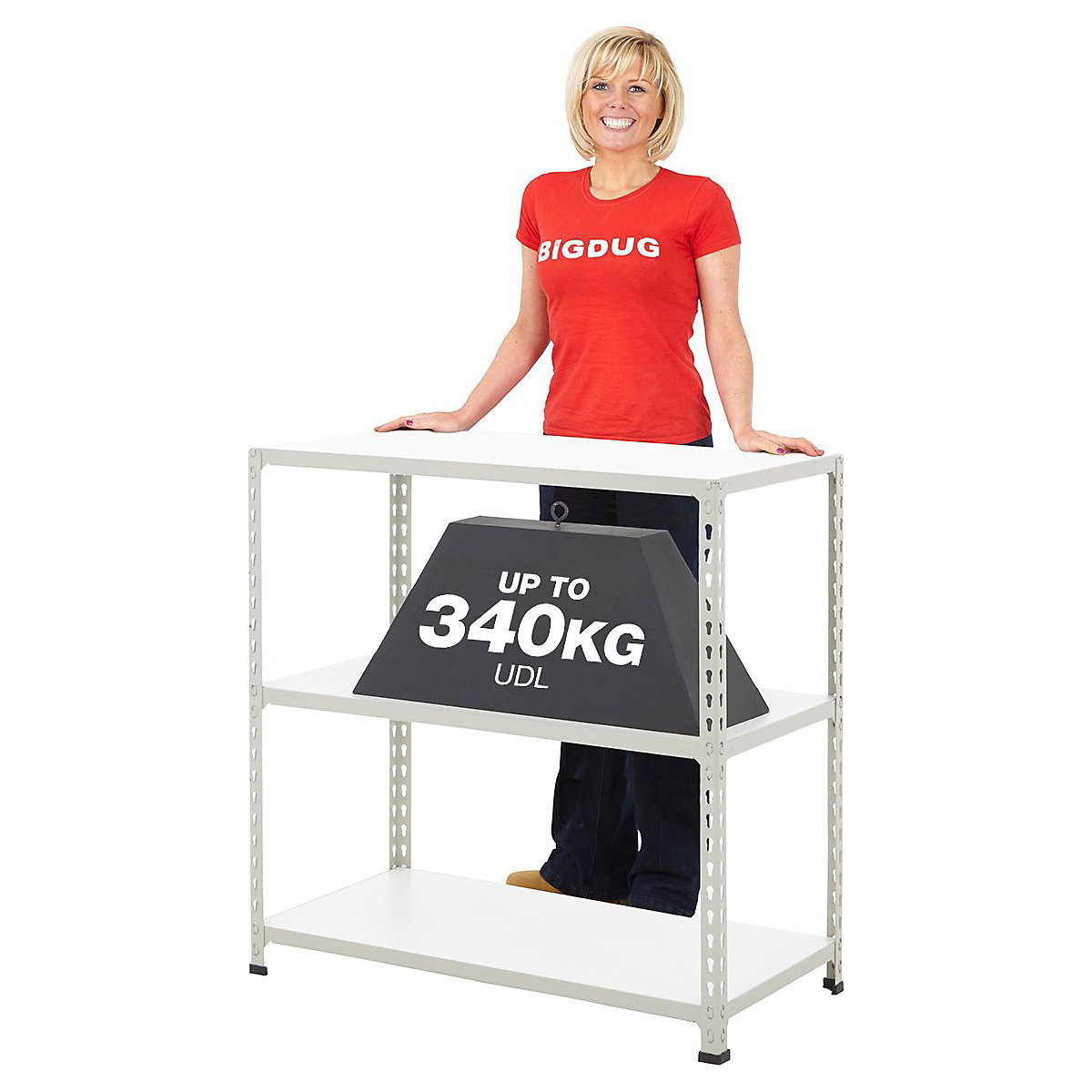 BiG340 Light Grey 915mm High Shelving
