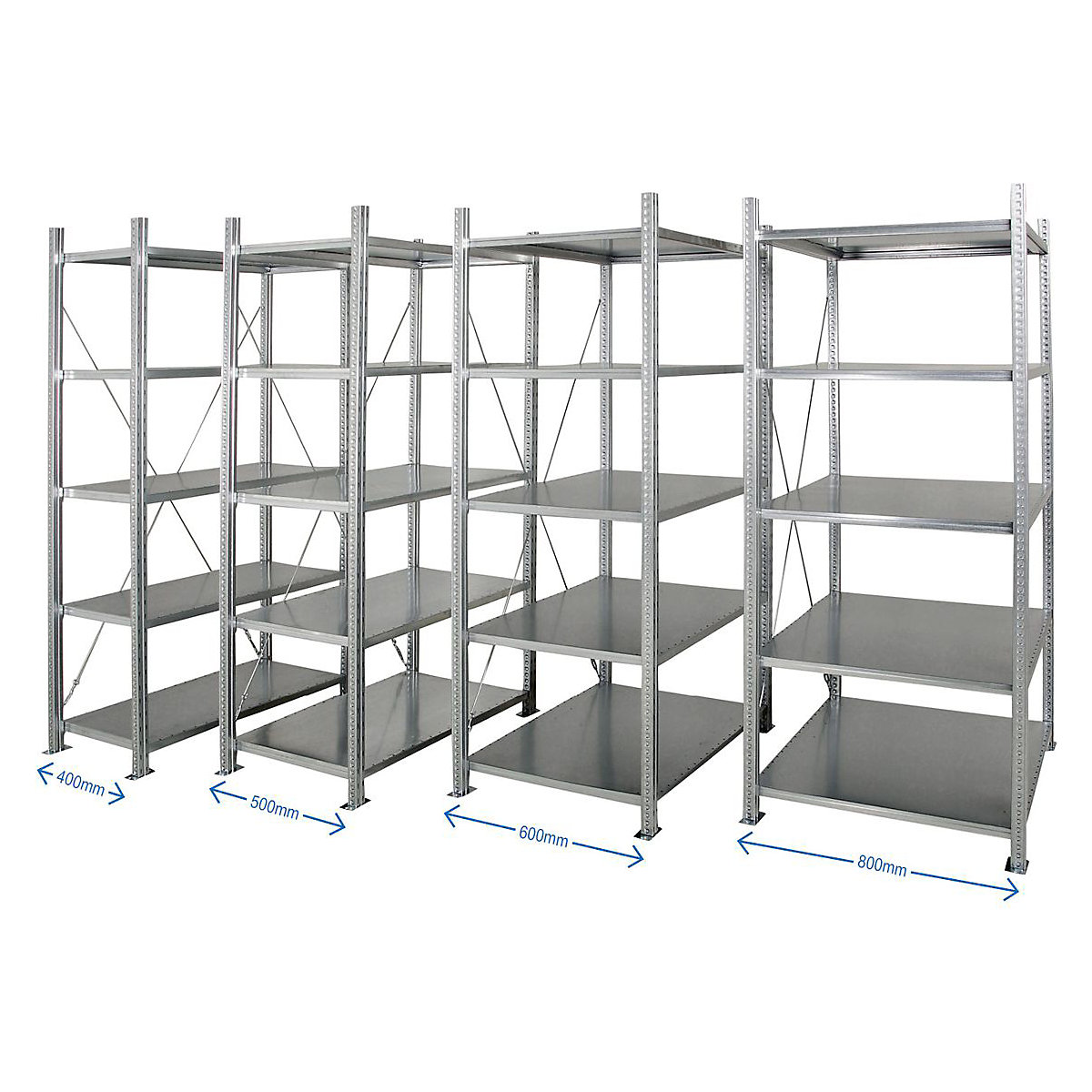 Medium-Duty 2500mm High Galvanised Shelving System Starter Bay (Product illustration 5)-4
