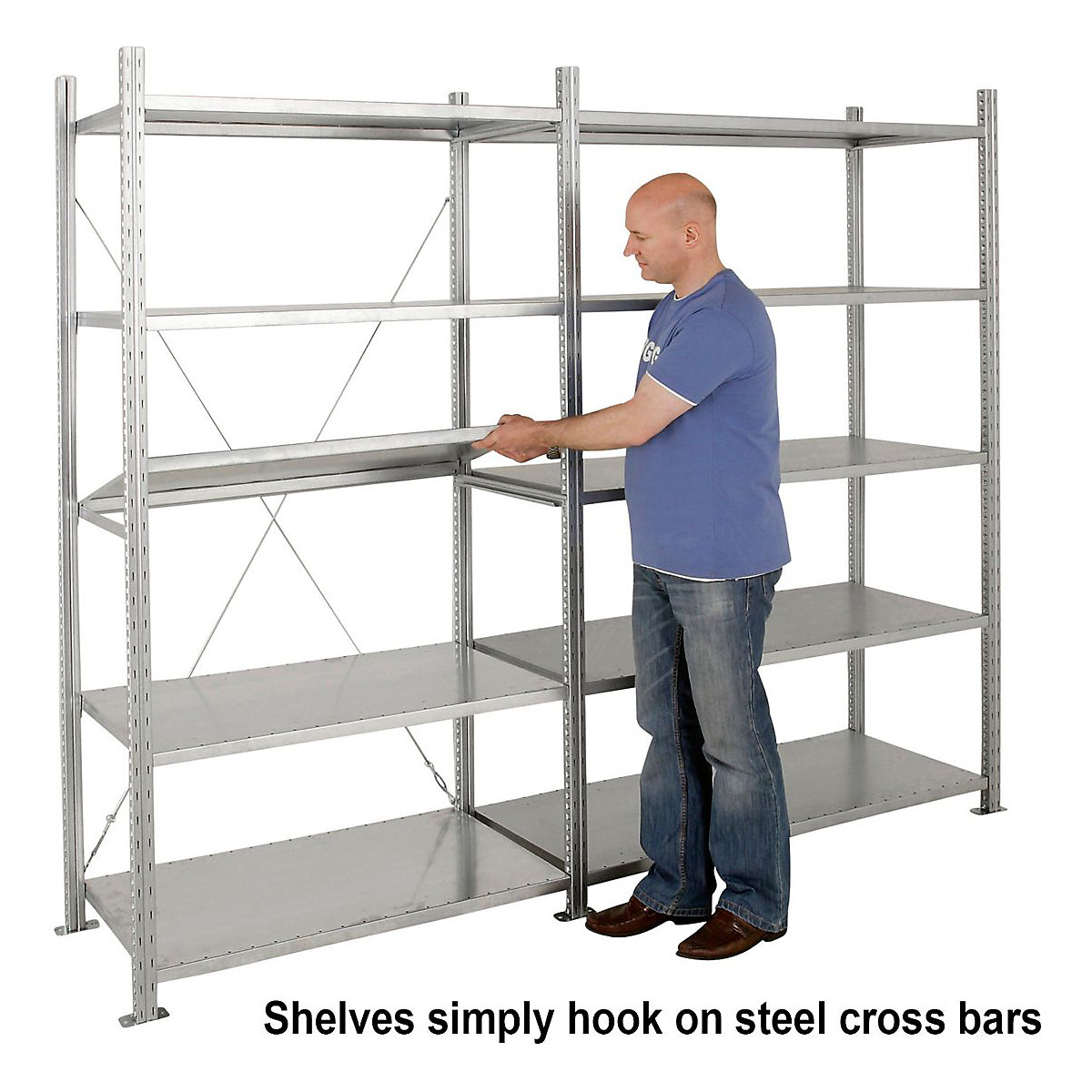 Medium-Duty 2500mm High Galvanised Shelving System Starter Bay (Product illustration 7)-6