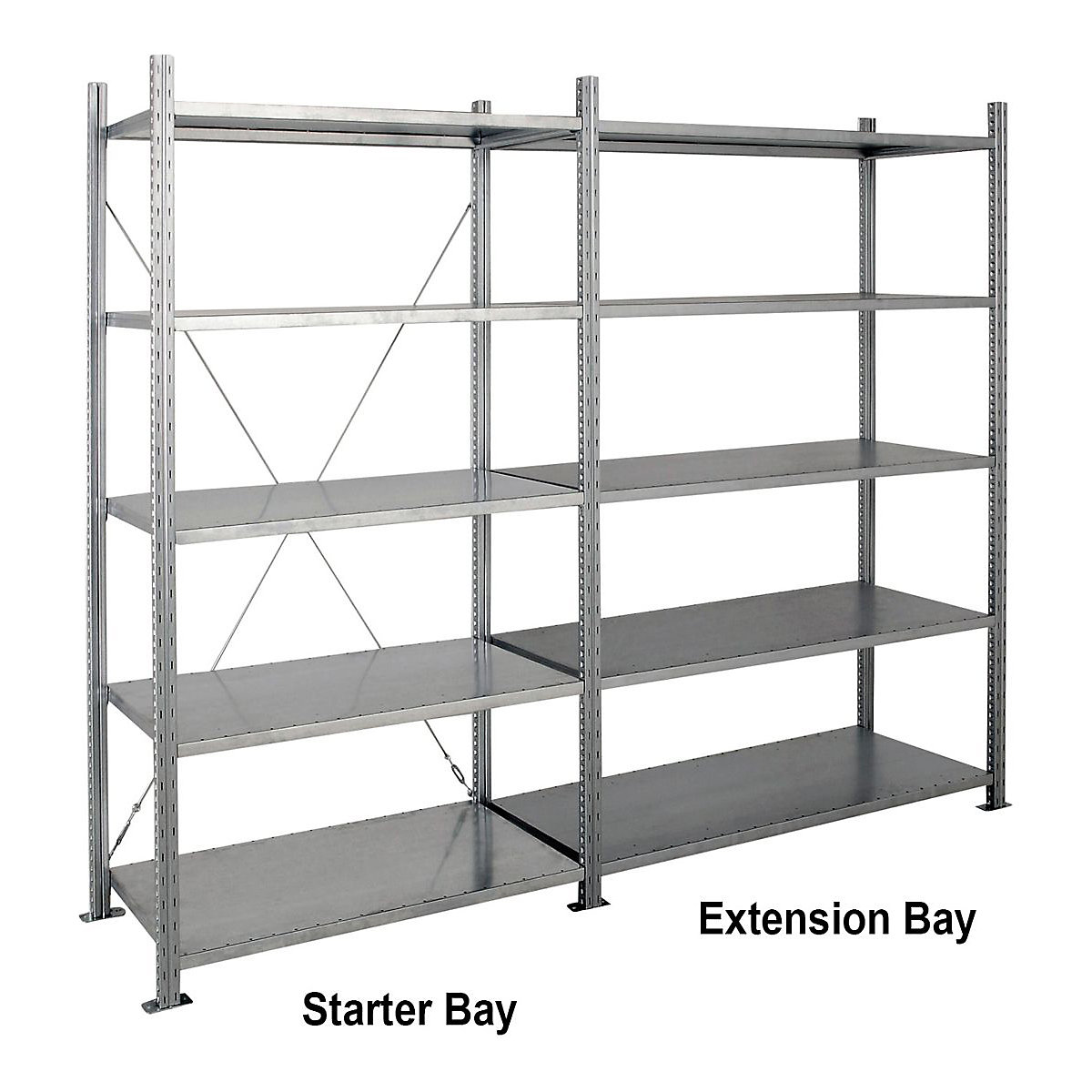 Medium-Duty 2500mm High Galvanised Shelving System Starter Bay (Product illustration 4)-3