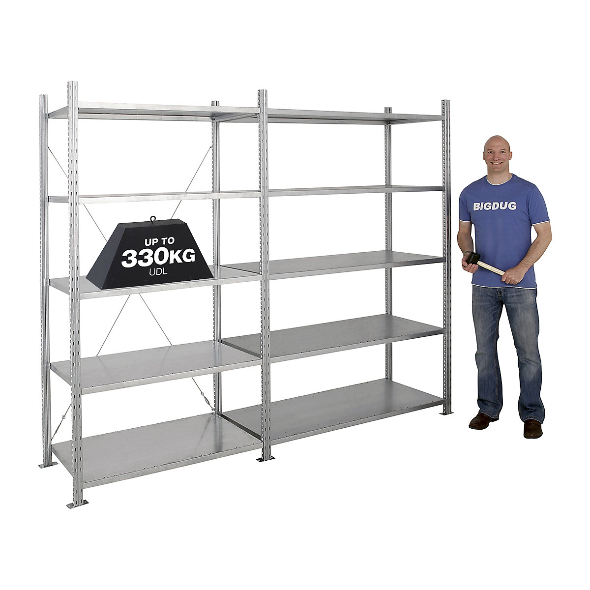 Medium-Duty 2500mm High Galvanised Shelving System Starter Bay (Product illustration 3)-2