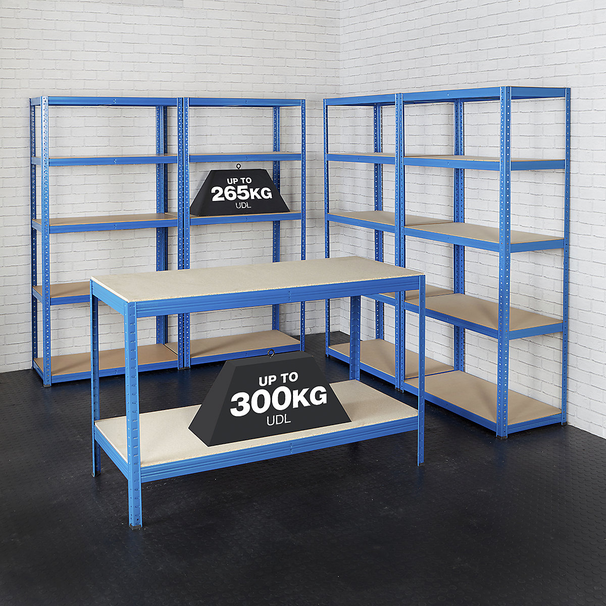 4x Garage Shelving Units & Adjustable Workbench Storage Kit (Product illustration 3)-2