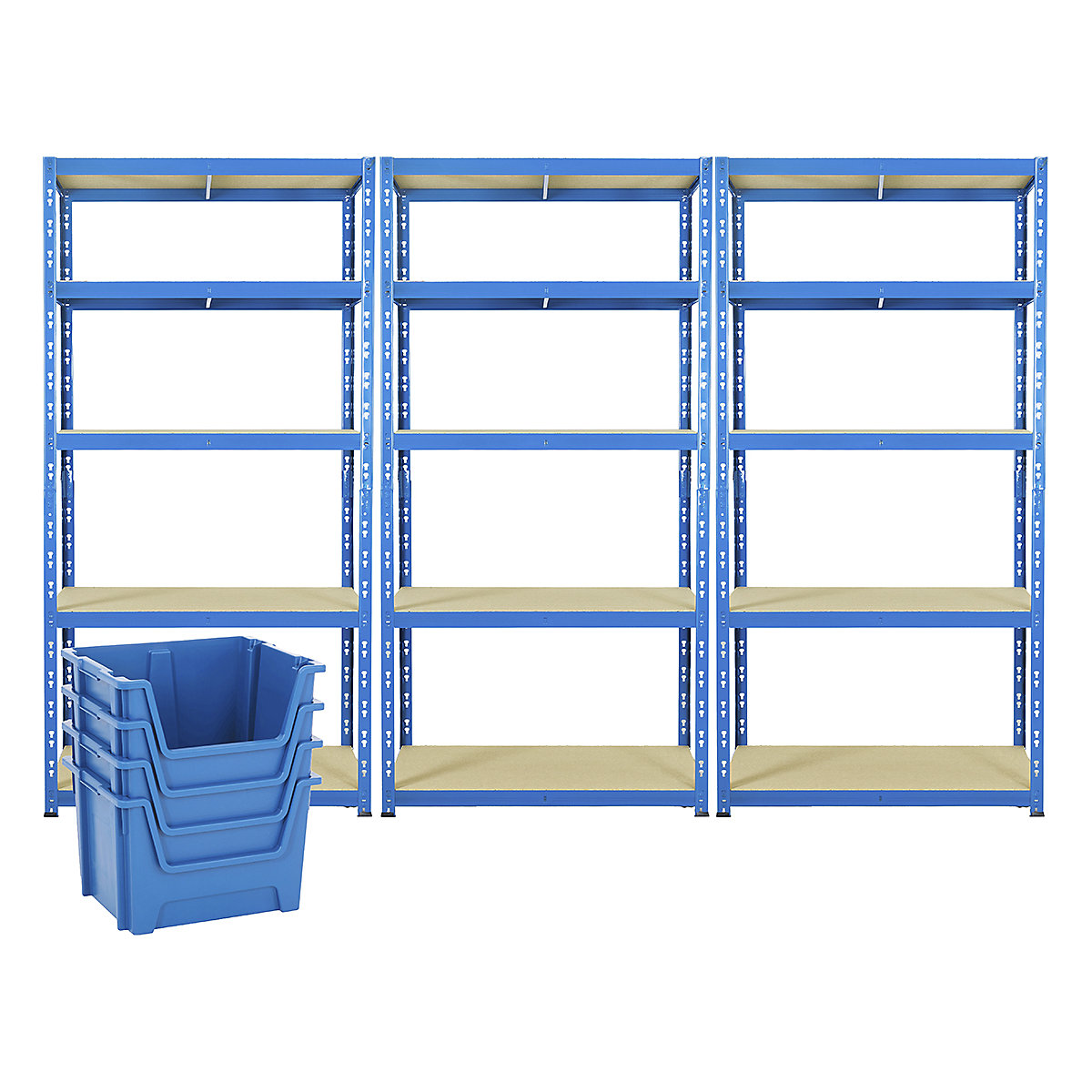 BiGDUG Garage 200kg Shelving Mega Deal, BiGDUG Garage 200kg Shelving Mega Deal, 3x BiGDUG Garage 200kg Shelving, 1790h x 900w x 600d mm, Blue, With 4 Blue Stacking Pick Bins-16
