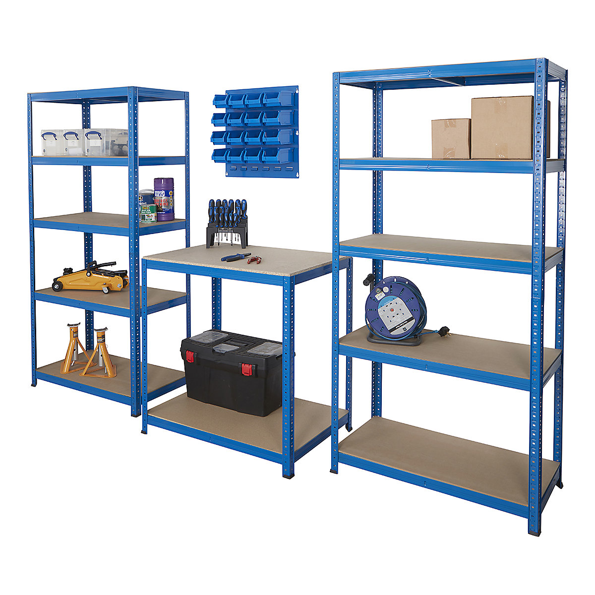 BiGDUG Essentials 2x Shelving Bays, Workbench & Optional Louvre Panel Kit (Product illustration 3)-2