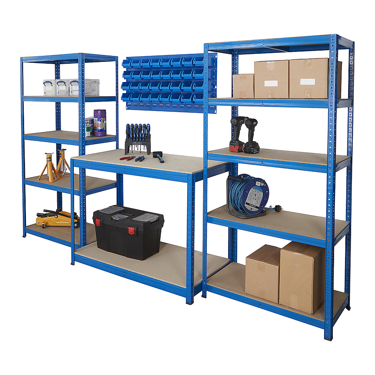 BiGDUG Essentials 2x Shelving Bays, Workbench & Optional Louvre Panel Kit (Product illustration 6)-5