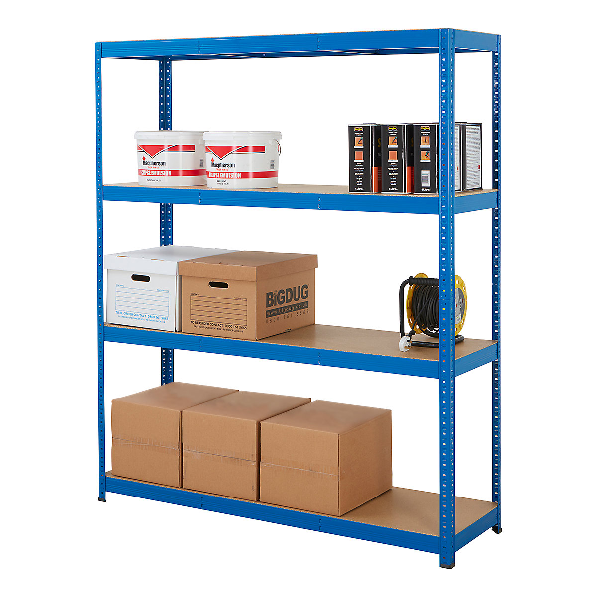 BiGDUG Essentials 300kg Blue Shelving Unit 4 x Levels