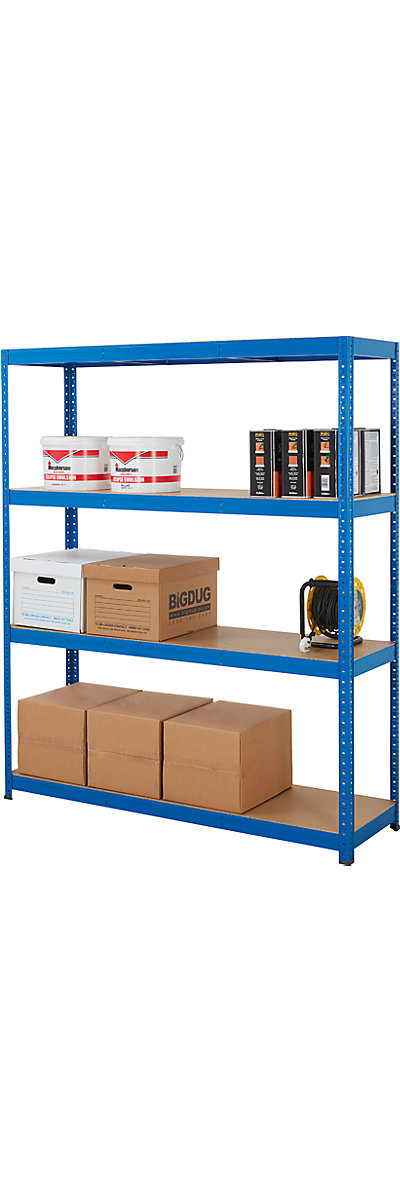 BiGDUG Essentials 300kg Blue Shelving Unit 4 x Levels