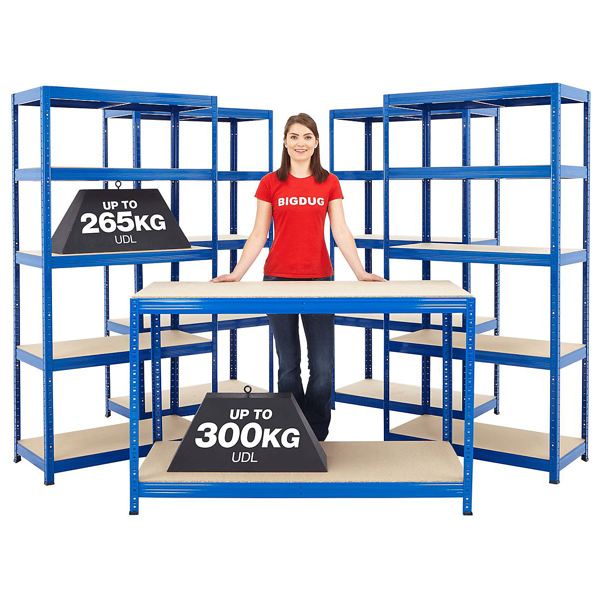 BiGDUG Essentials 4x Bays & Workbench Shelving Kit