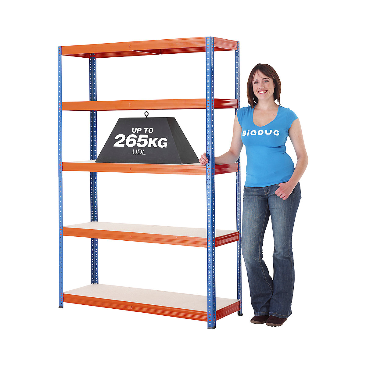 BiGDUG Essentials Medium-Duty Blue & Orange Shelving Unit